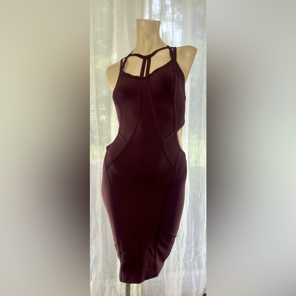 Wow Couture Burgundy Strappy Bodycon Bandage Dress size‎ S